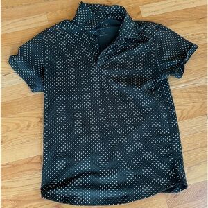 Men’s - L - Drop cut Polo - Dark Green with white polka dots